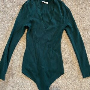 Abercrombie & Fitch Deep Green Ribbed Bodysuit